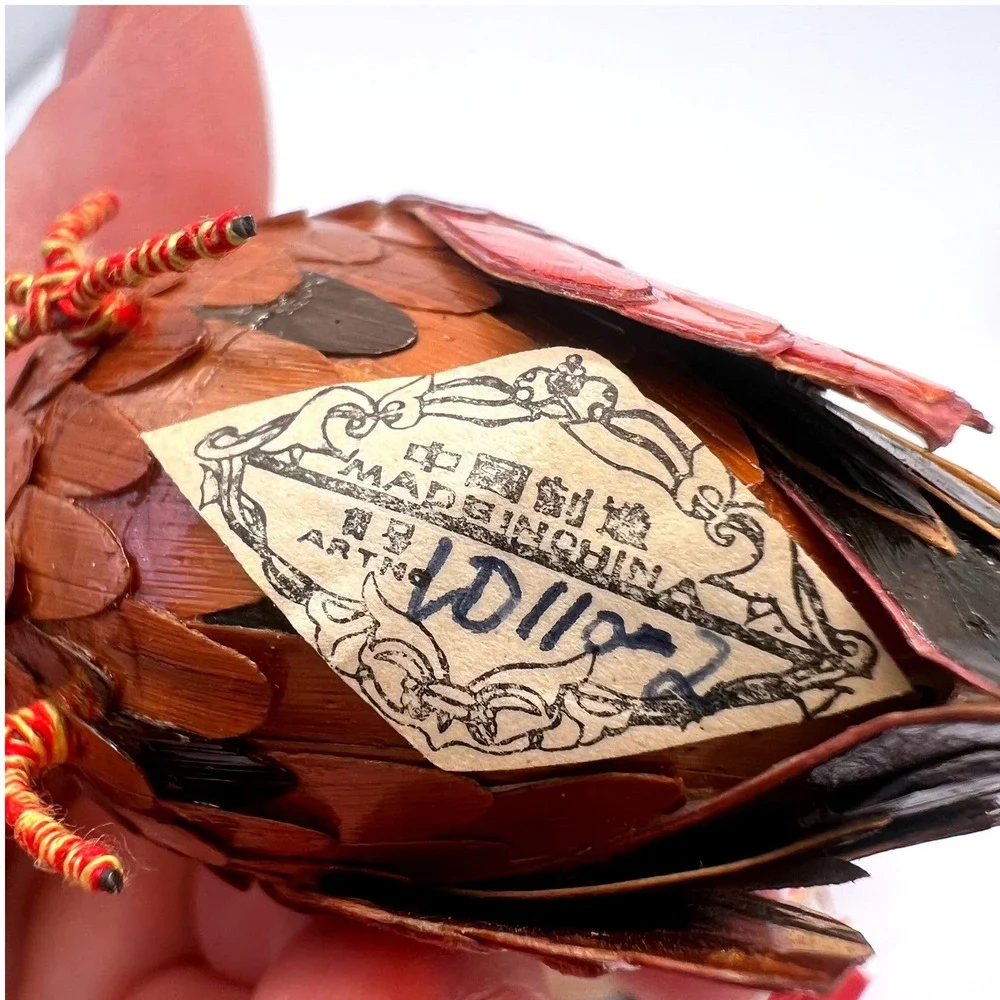 Wheatstraw Ornaments Vintage China Hen Bird Fish Christmas Holiday‎ MCM Rustic